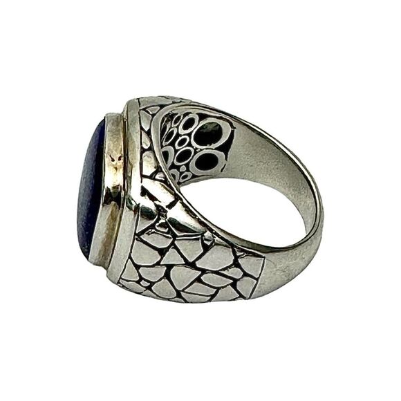 Samuel B Biru Ring Pebble Design Ring With Cushion Cut Lapis Ring Size 9 EUC - Picture 3 of 5
